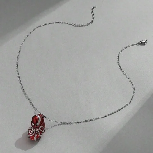 Octopus Wrapped Heart Metallic Squid Anatomy Cardiac Grasp Clutch Oddity Pendant